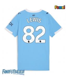 Manchester City Rico Lewis #82 Tricou Fotbal Replică 2025-26 Femei Acasa
